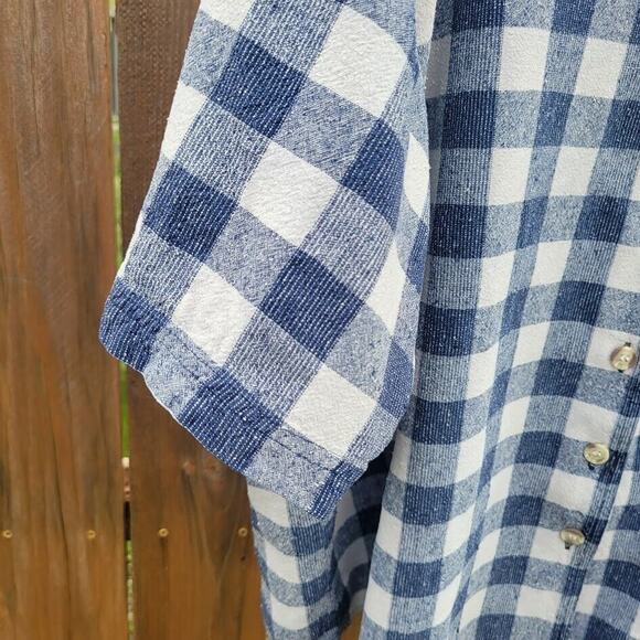 Silk Exchange Plus Women's Short Sleeve Button Up Plaid 100% Silk Shirt Size 24W - Picture 5 of 6